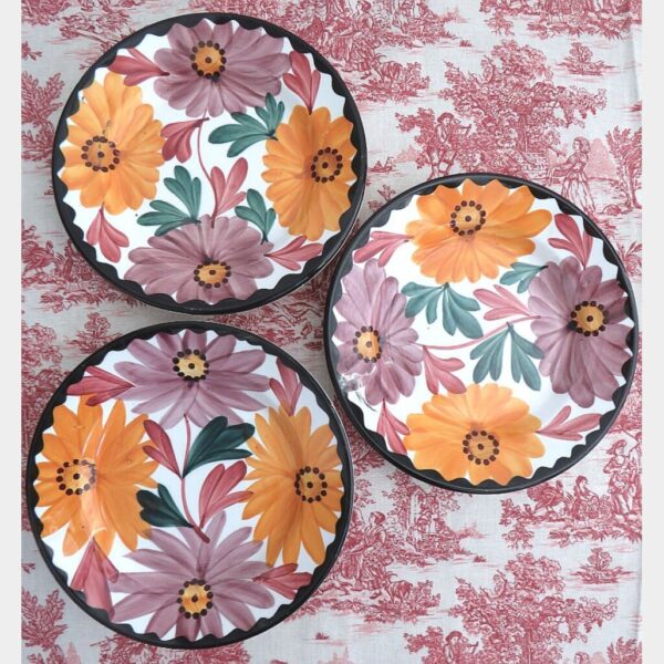 Handbeschilderde bordjes Majolica Schramberg "Herfstbloemen"