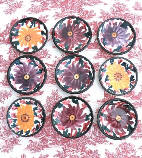 Petit fours bordjes  Majolica Schramberg "Herfstbloemen"