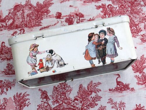 Biscuits blik  Massily France "Spelende kinderen"