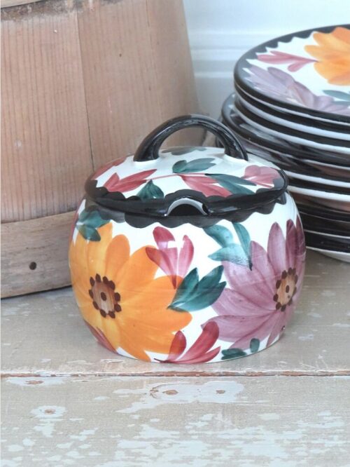 Honingpot / jampot met deksel  Majolica Schramberg "Herfstbloemen"