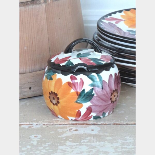 Honingpot / jampot met deksel  Majolica Schramberg "Herfstbloemen"