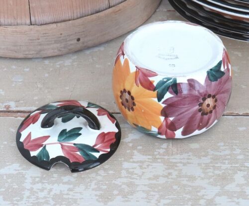 Honingpot / jampot met deksel  Majolica Schramberg "Herfstbloemen"