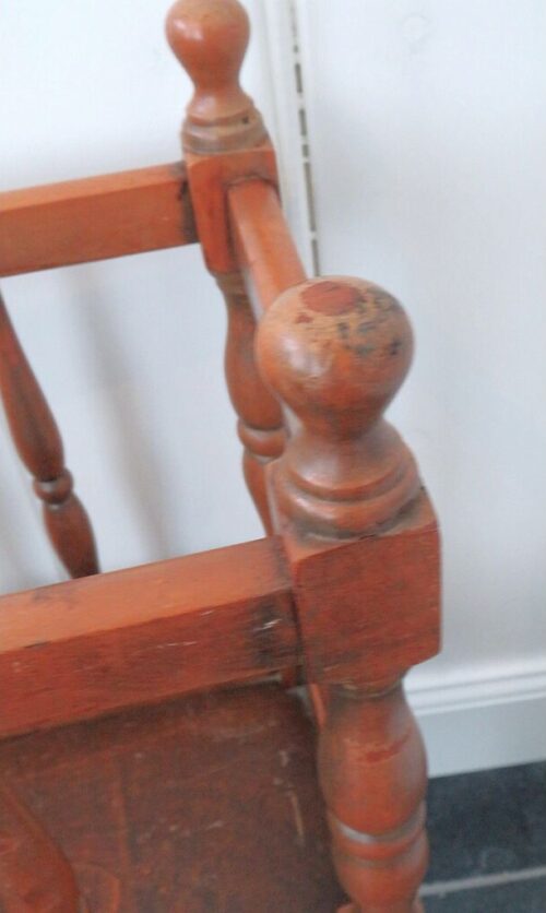 Oude houten boekentrolley/ boekenrek/ lectuurbak
