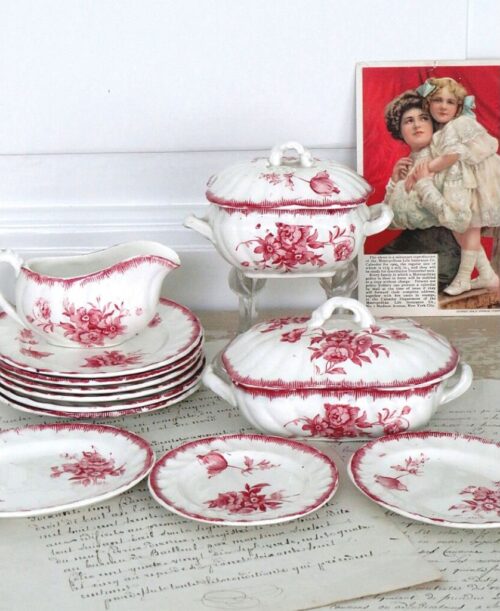 Antiek 12 delig Engels kinder-eetservies  Bisschop & Stonier Bisto " PEMBROKE", 1890