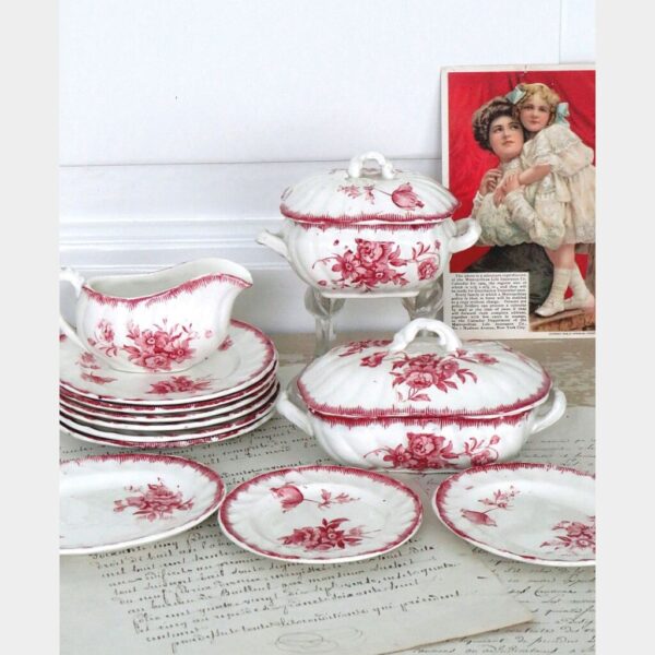 Antiek 12 delig Engels kinder-eetservies Bisschop & Stonier Bisto " PEMBROKE", 1890