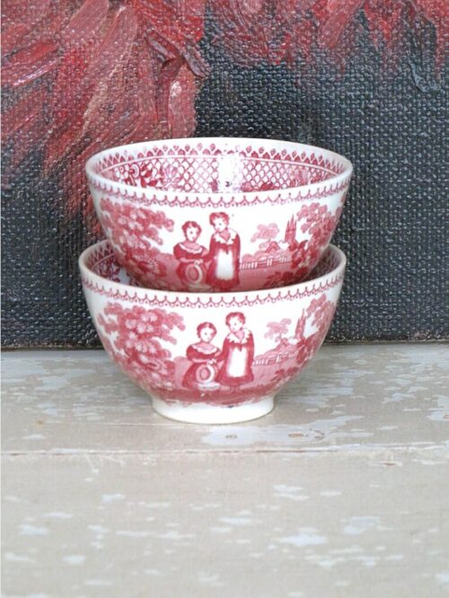 Set (2) antieke spoelkommetjes  BF “Orphans"- rood
