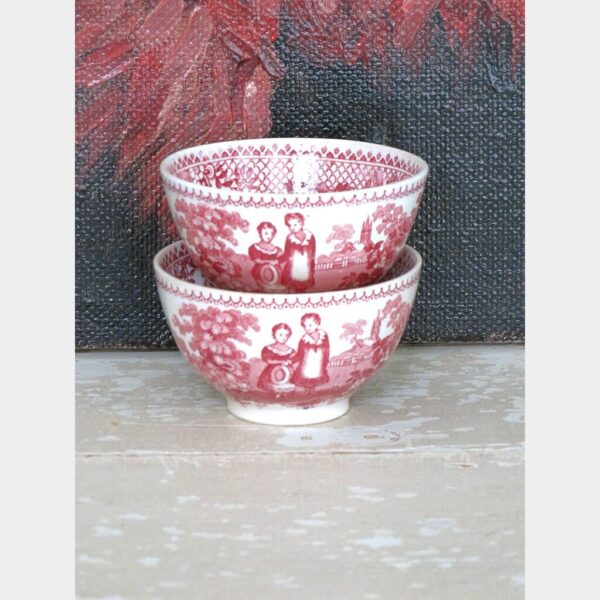Set (2) antieke spoelkommetjes  BF “Orphans"- rood