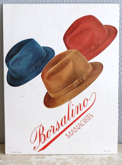 Vintage reclamebord "Borsalino Manager"