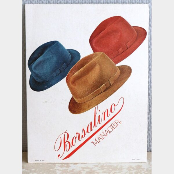 Vintage reclamebord "Borsalino Manager"