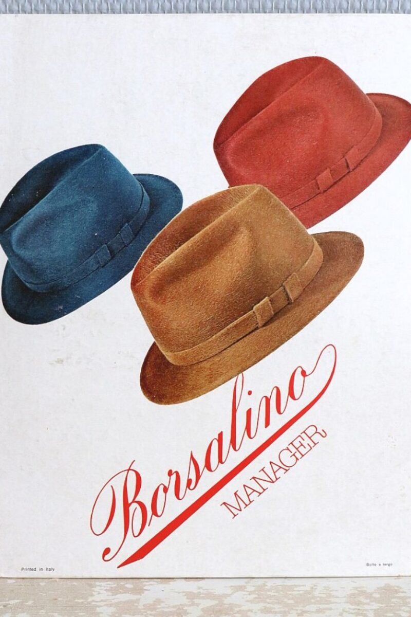 Vintage reclamebord "Borsalino Manager"
