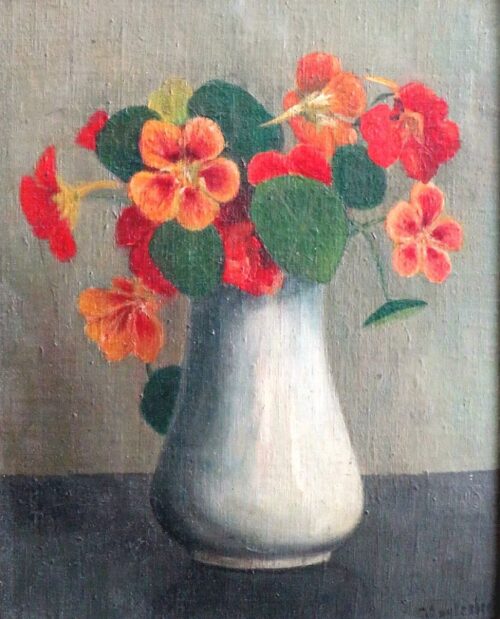Oud olieverfschilderij "Oost-Indische kers"