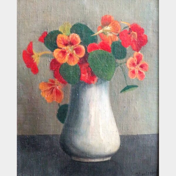 Oud olieverfschilderij "Oost-Indische kers"