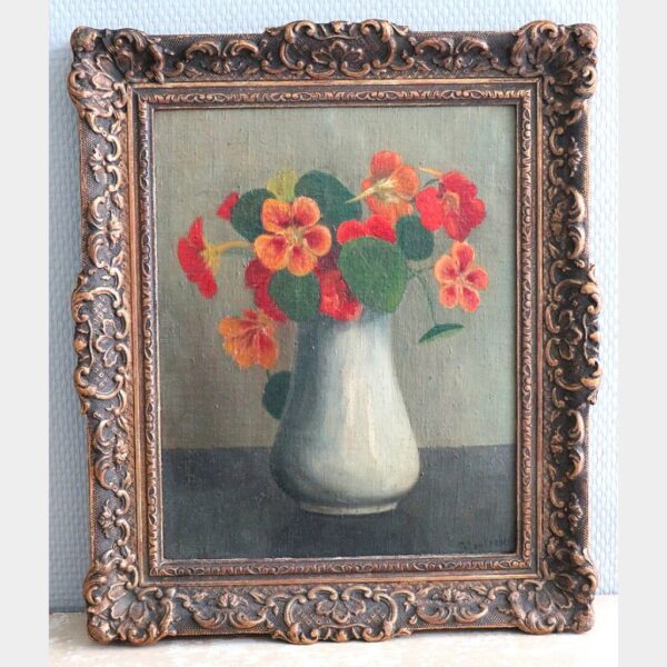 Oud olieverfschilderij "Oost-Indische kers"