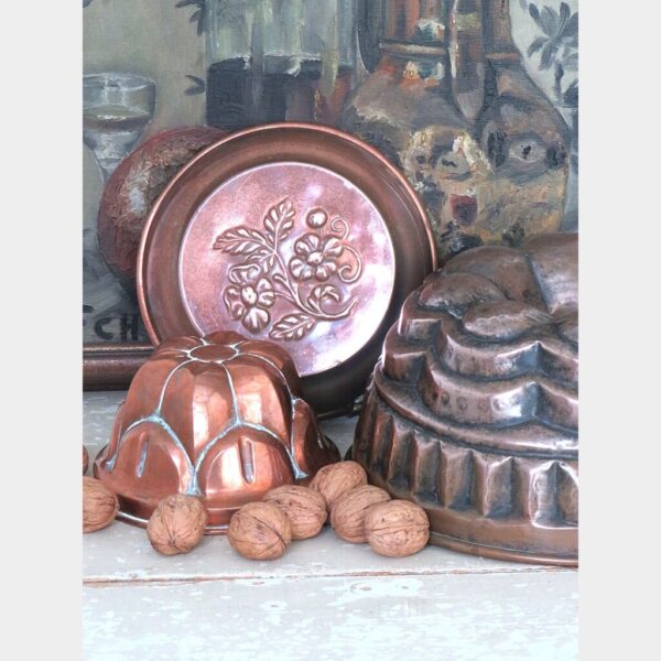 Oude Zweedse koperen bakvorm/ puddingvorm