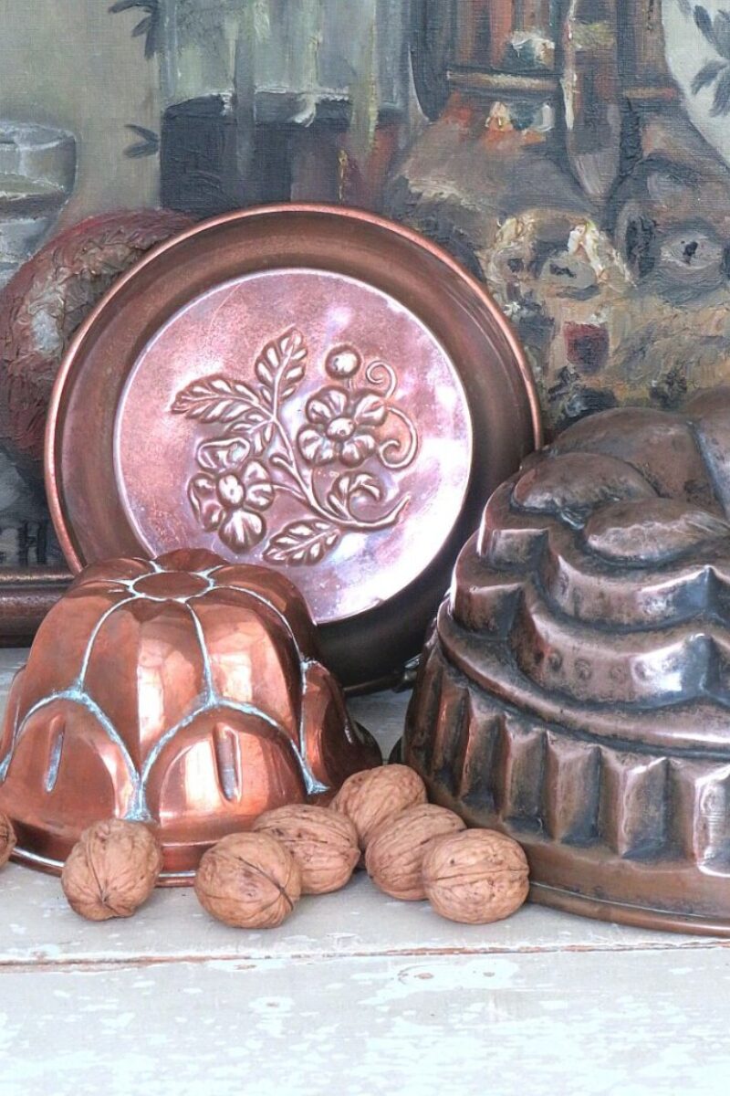 Oude Zweedse koperen bakvorm/ puddingvorm