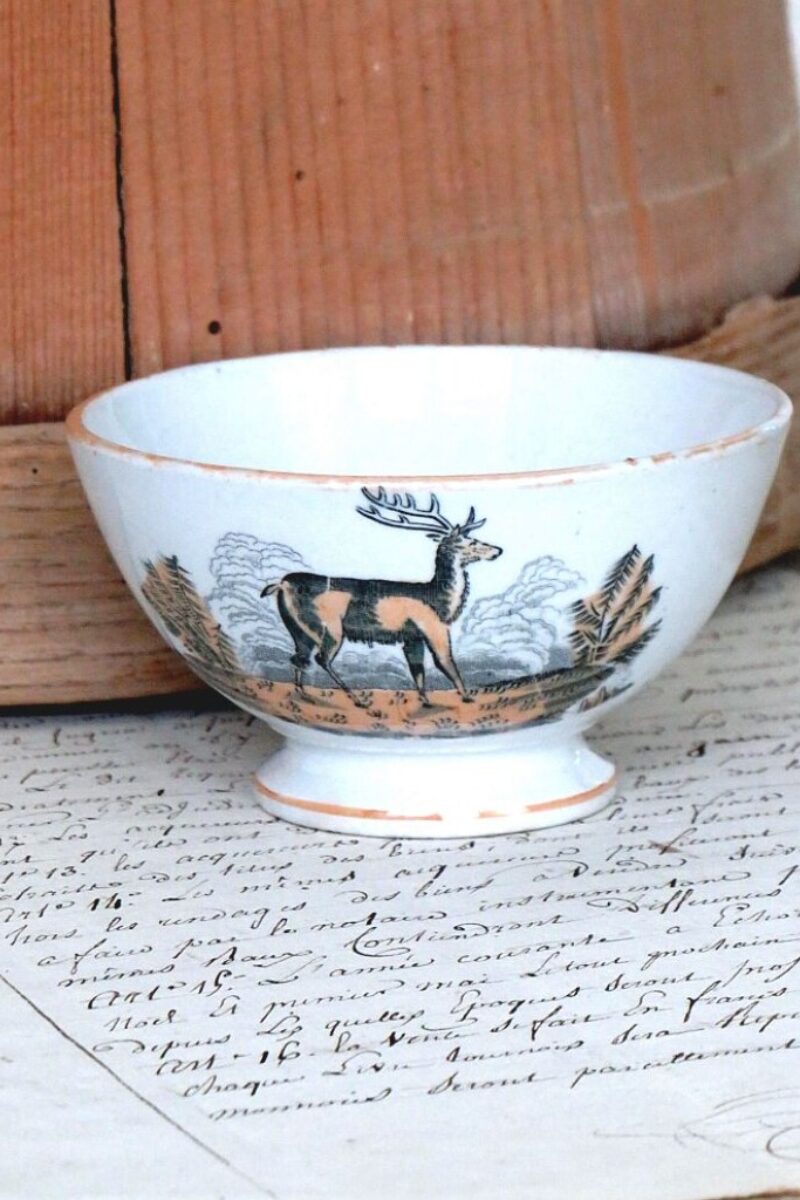 Antiek spoelkommetje "Hert & Paard"