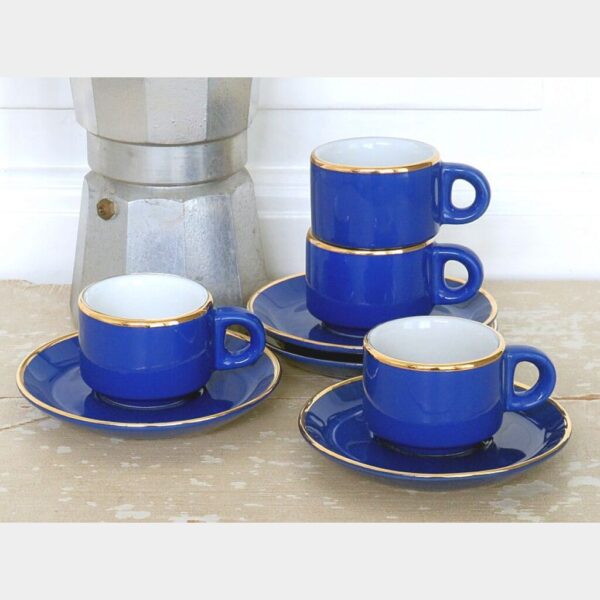 Franse bistro  mokka/ espresso kop en schotel - Véritable Porcelaine France