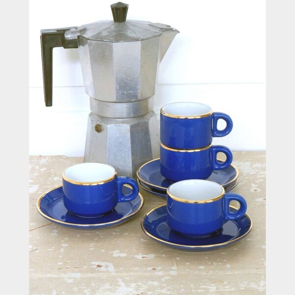 Franse bistro  mokka/ espresso kop en schotel - Véritable Porcelaine France