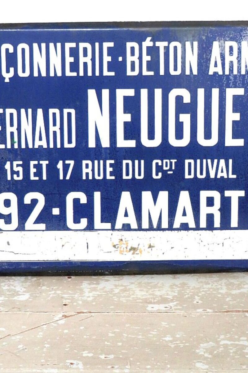 Oud Frans emaille bord “Bernard Neugeus – Clamart”