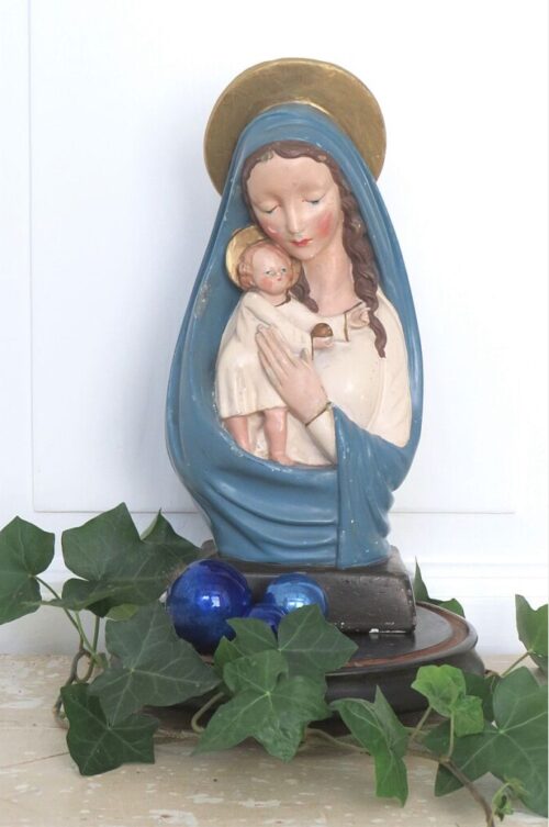 Antiek Frans beeld  "Madonna met kind"