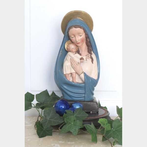 Antiek Frans beeld "Madonna met kind"