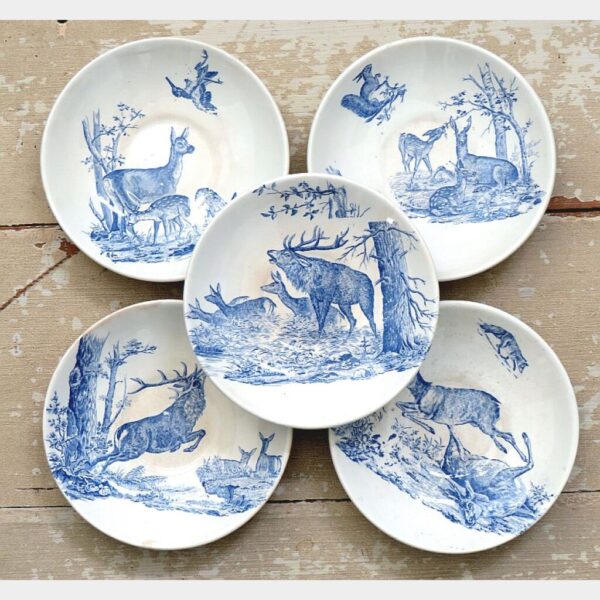 Antiek jacht theeservies " Bosdieren & vogels"