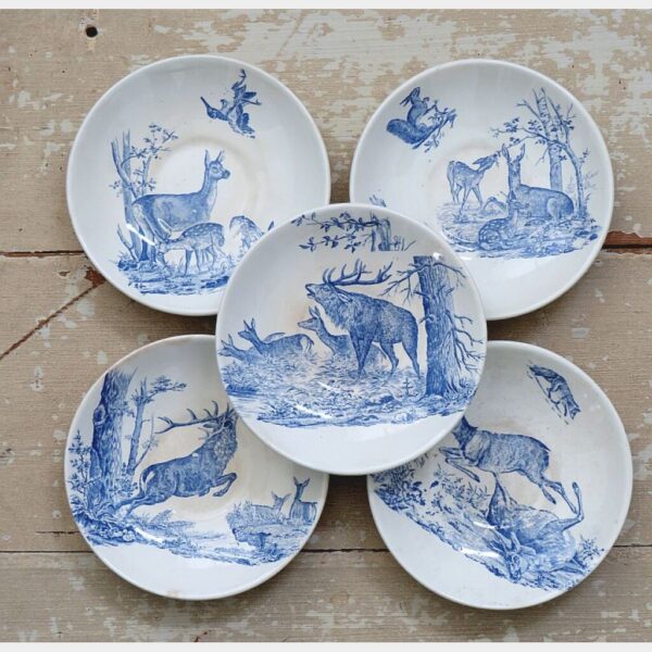 Antiek jacht theeservies " Bosdieren & vogels"