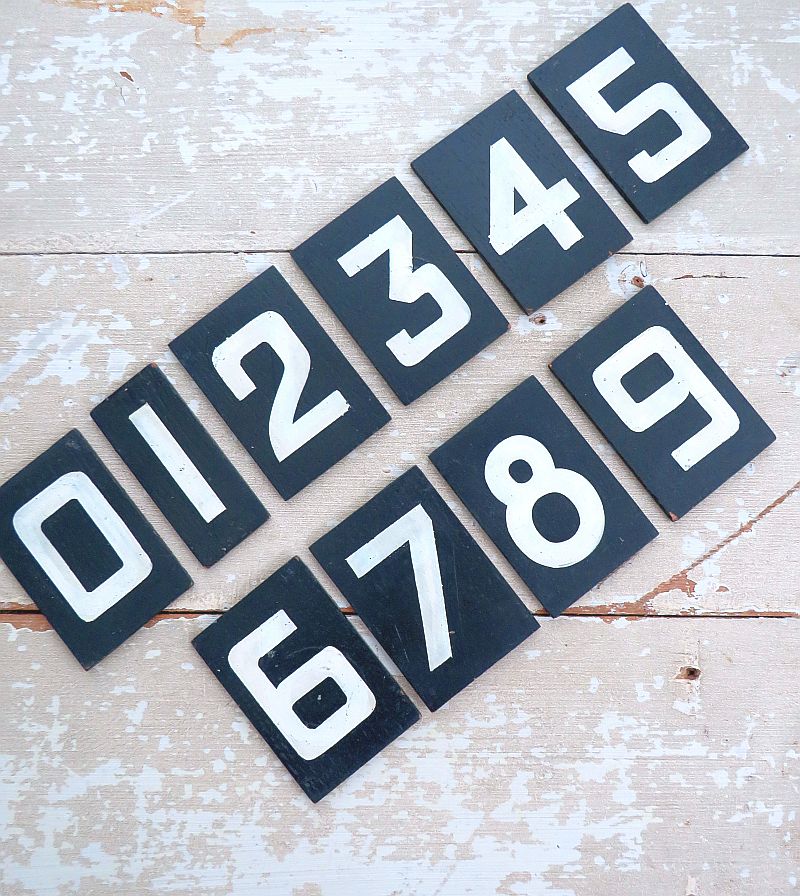 Oude nummerbordjes (0 t/m 9) - Psalmenbord