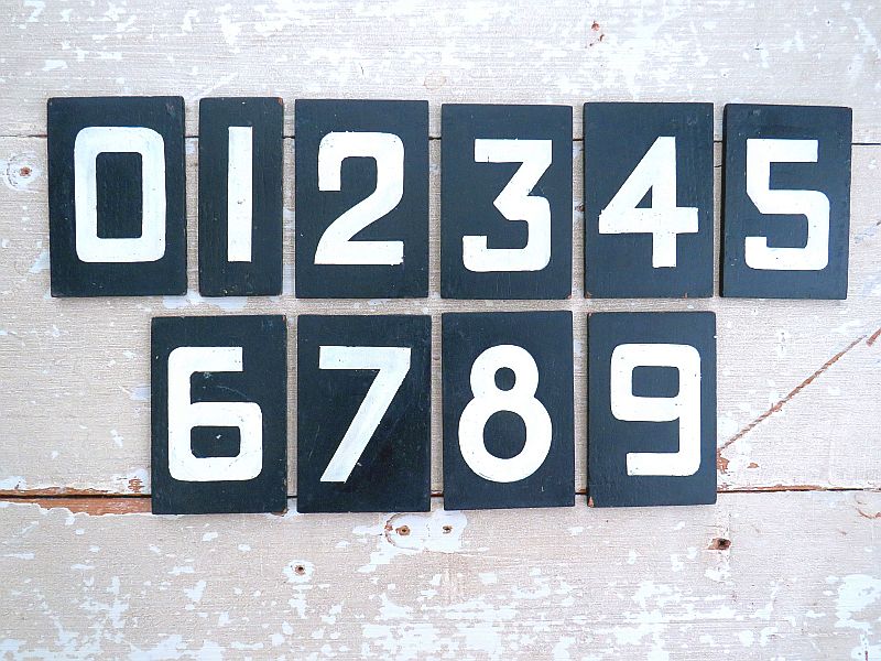 Oude nummerbordjes (0 t/m 9) - Psalmenbord