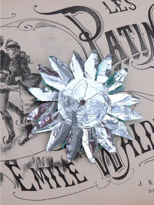 Vintage kerstversiering “Bloem groen-zilver"