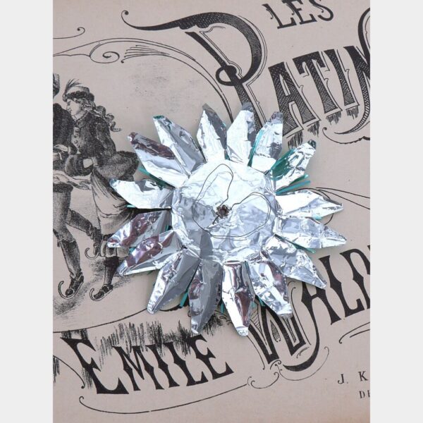 Vintage kerstversiering “Bloem groen-zilver"