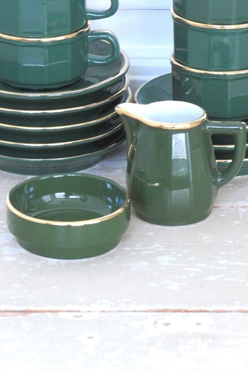 Melkkannetje en suikerschaaltje Groen Apilco Yves Deshoulieres