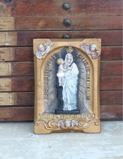 Oude plaquette "Priez Pour Nous"