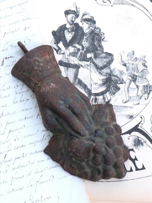 Antiek Frans gordijngewicht "Hand met druiventros"