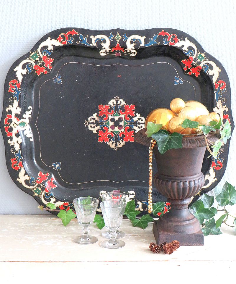 Antiek Zweeds dienblad "Toleware"