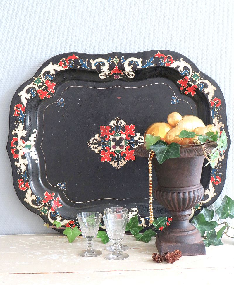 Antiek Zweeds dienblad "Toleware"