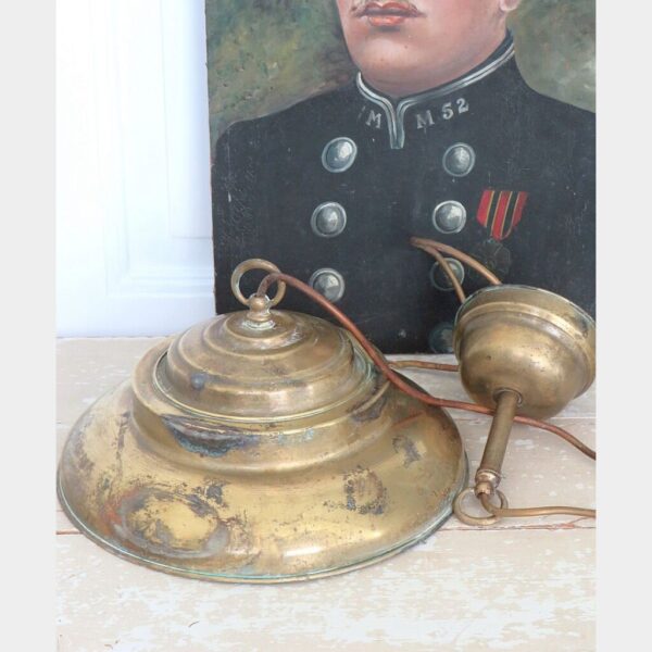 Antieke Industriële messing hanglamp B