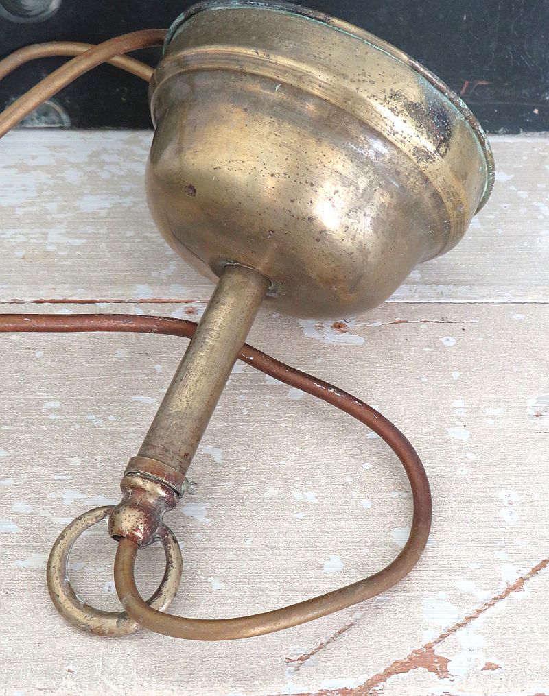 Antieke Industriële messing hanglamp B