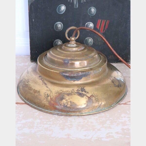 Antieke Industriële messing hanglamp B