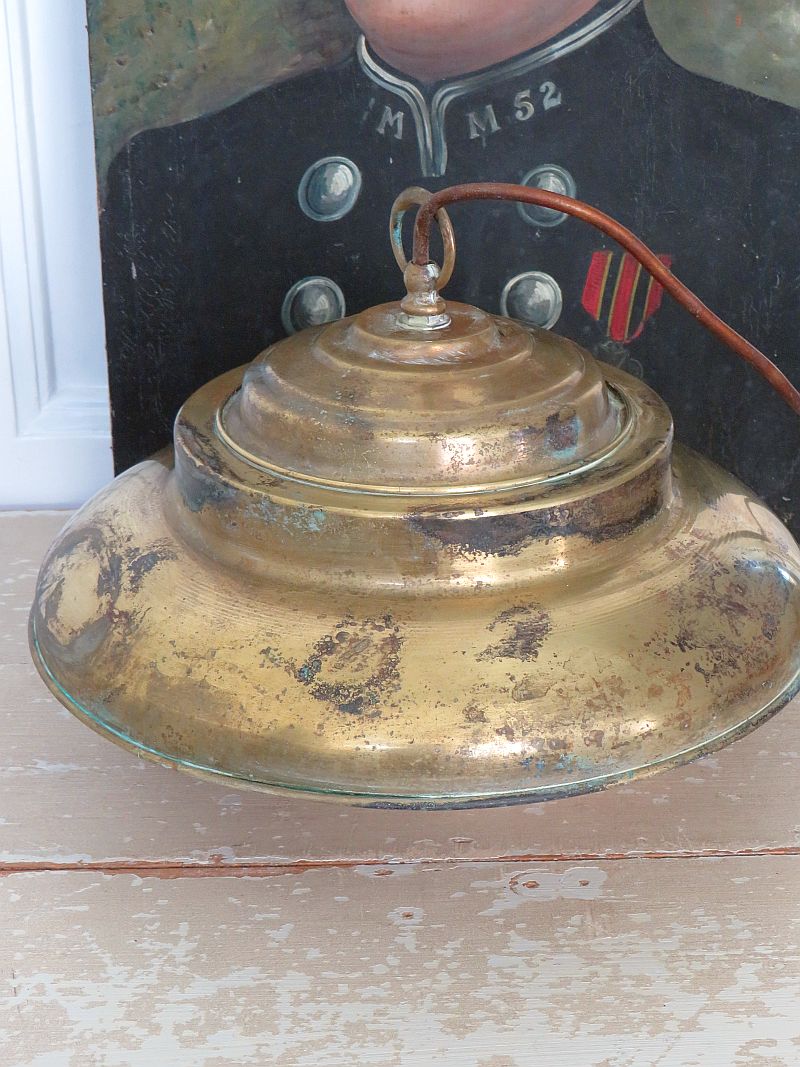 Antieke Industriële messing hanglamp B