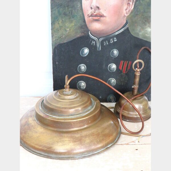 Antieke Industriële messing hanglamp A