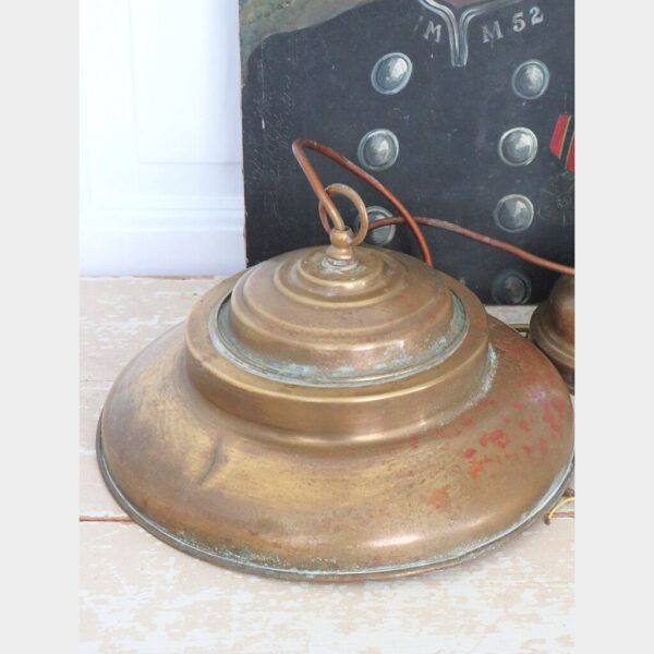 Antieke Industriële messing hanglamp A