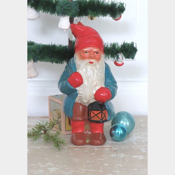 Zweedse vintage kerstkabouter / Tomte met lantaarn