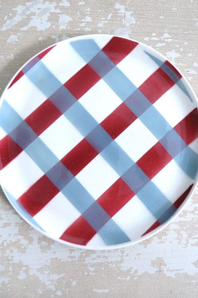 Geruit bord Keralux Boch Freres grijs/ rood