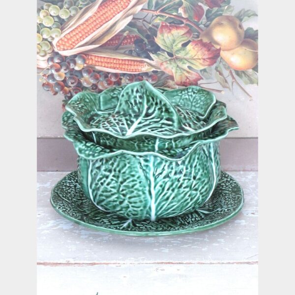 Oude Vintage cabbage terrine met schaal - Secla