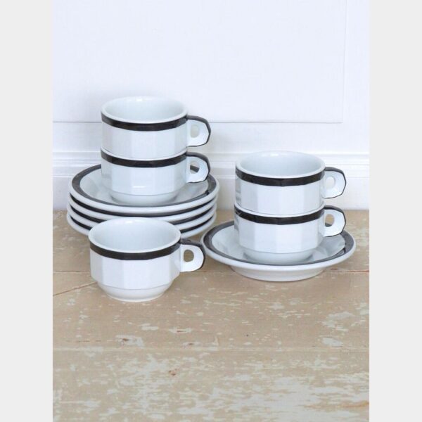 Franse bistro kop en schotel Pillivuyt wit/zwart