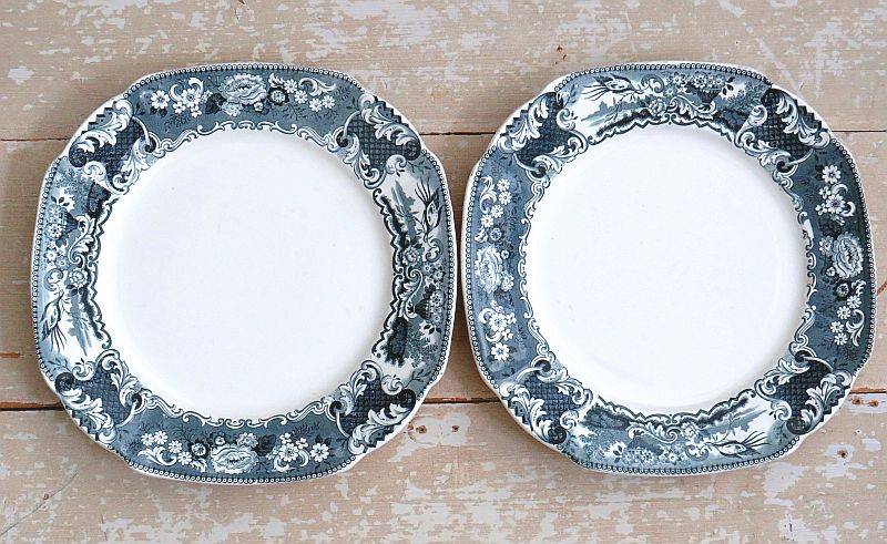 Set (2) dinerborden Societe Ceramique " VICTORIA" - petrol