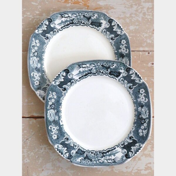 Set (2) dinerborden Societe Ceramique " VICTORIA"  - petrol