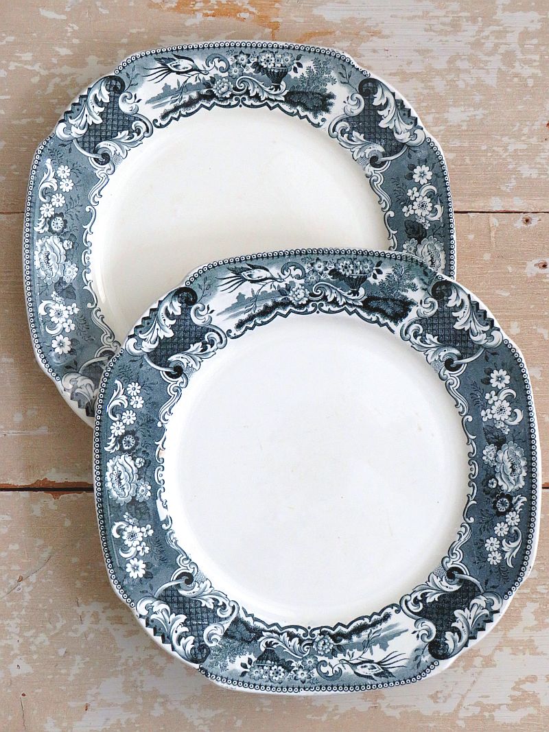 Set (2) dinerborden Societe Ceramique " VICTORIA" - petrol