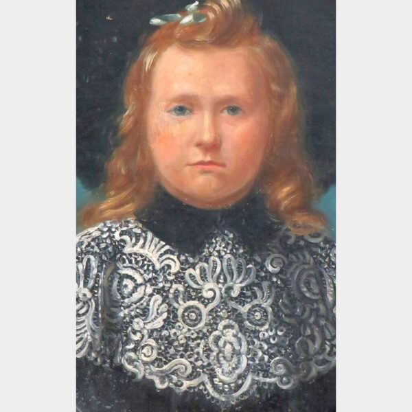 Antiek schilderij “Meisje met hoed” 1906